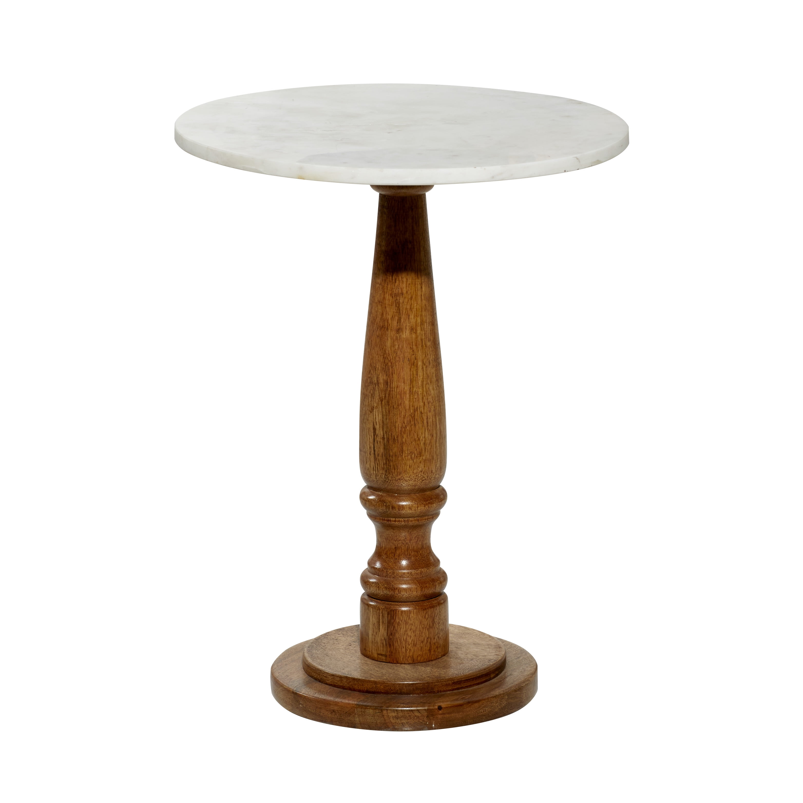 DecMode 23" x 18" White Mango Wood Farmhouse Accent Table