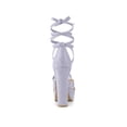 thumbnail image 2 of BLISSFUL STEP Women's Lace Up Platform Block High Heel Sandals Light Purple 8, 2 of 6