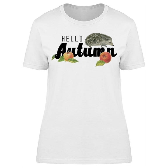Autumn Peach Hedgehog Drawing T-Shirt Women -Image by Shutterstock, Female XX-Large