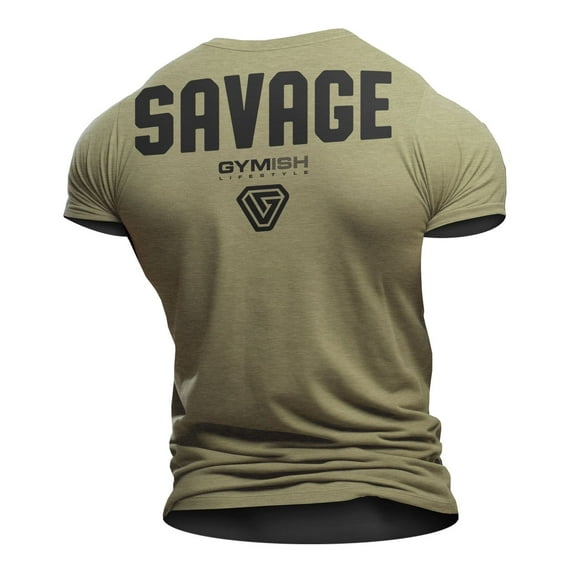 Gymish Savage Workout T-Shirt for Men – Funny Gym Shirt, Men's Athletic Wear, Lifting Tee