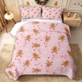 thumbnail image 2 of Erosebridal Cute Gingerbread Man Twin Quilt Set 2 Pieces,Merry Christmas Twin Coverlet Set,Pink,1 Bedspread and 1 Pillowcase, 2 of 7
