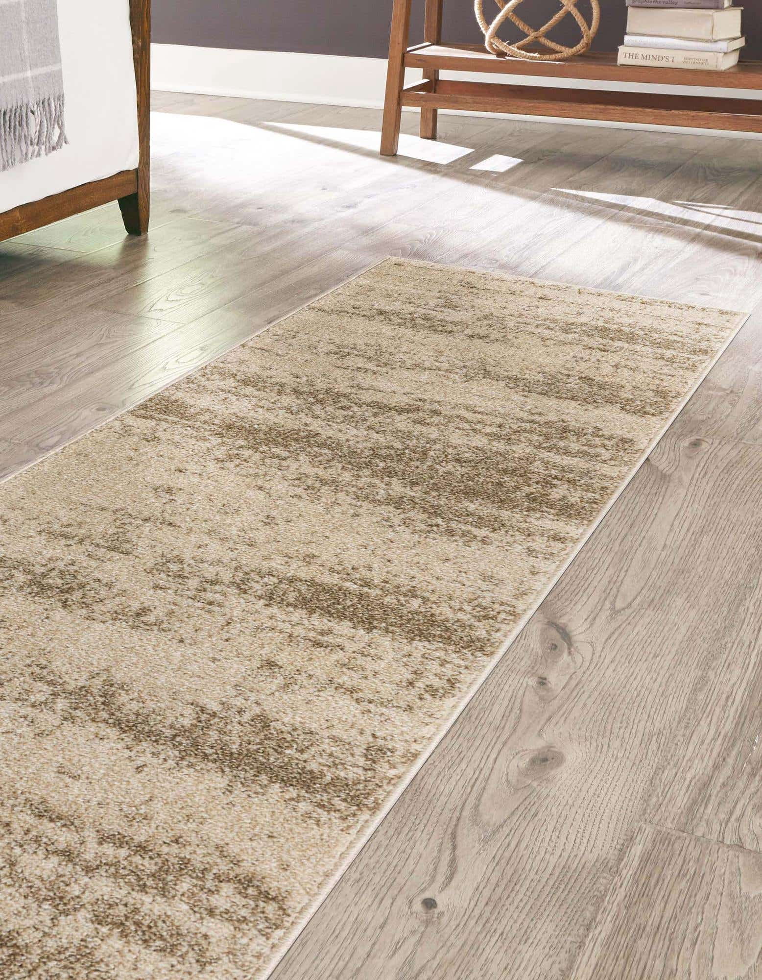 Rugs.com Angelica Collection Rug – 8 Ft Runner Bone Beige Medium Rug Perfect For Hallways, Entryways