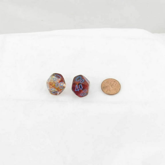 Primary Nebula Luminary Dice with Blue Numbers 16mm (5/8in) Tens D10 Set of 2 Wondertrail