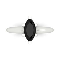 1 ctw Solitaire Anniversary Ring for Women | Marquise Cut Natural Onyx | Hyperallergenic Solid 18K White Gold