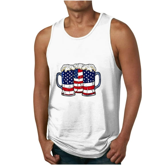 Xysaqa Mens Funny American Flag Tank Tops Novelty Graphic Patriotic Tees 4th of July Sleeveless Shirts for Men Casual Summer Gym Workout T-Shirts M-6XL (Available in Big & Tall)