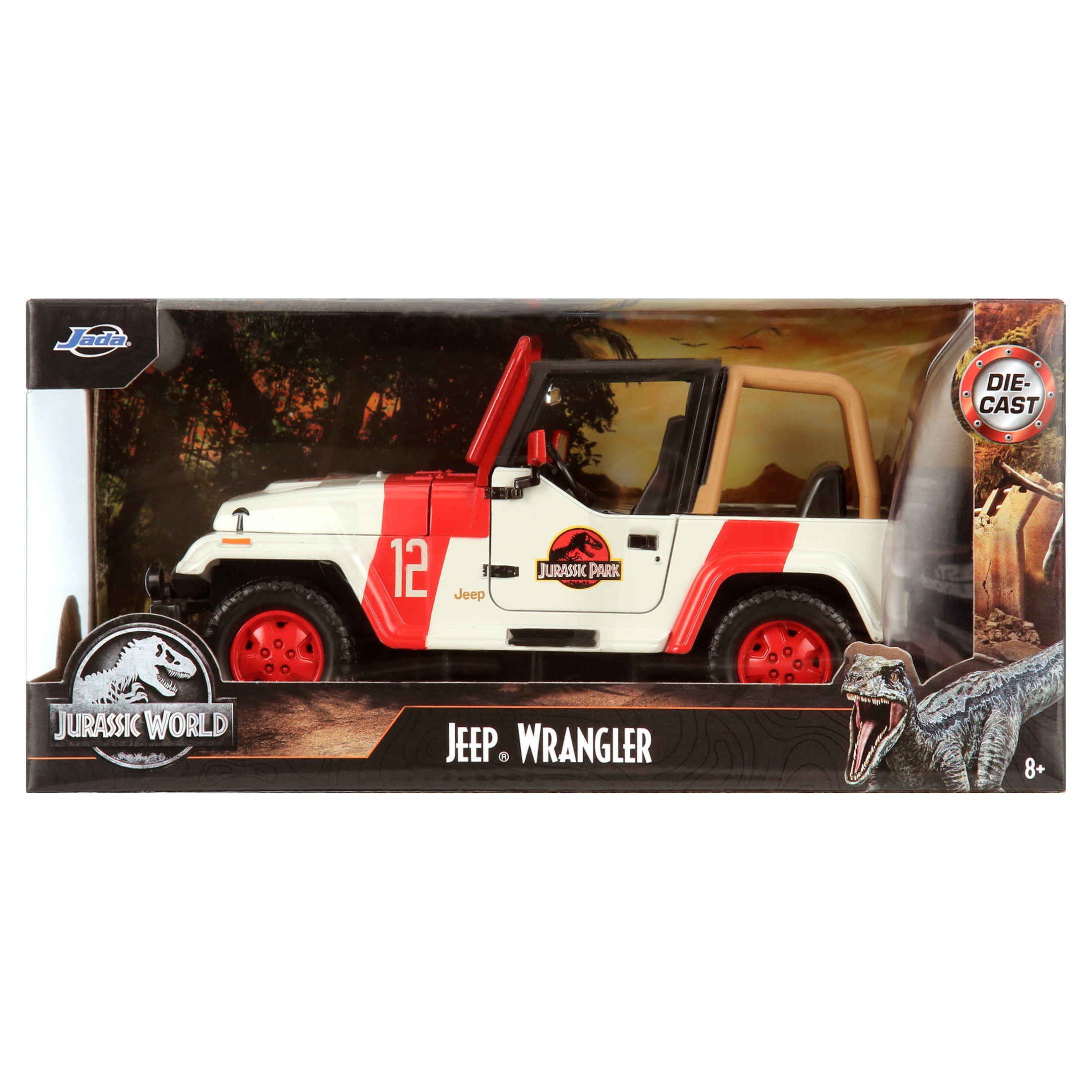 Jurassic World 1 24 Scale 1992 Jeep Wrangler Race Car Play Vehicle