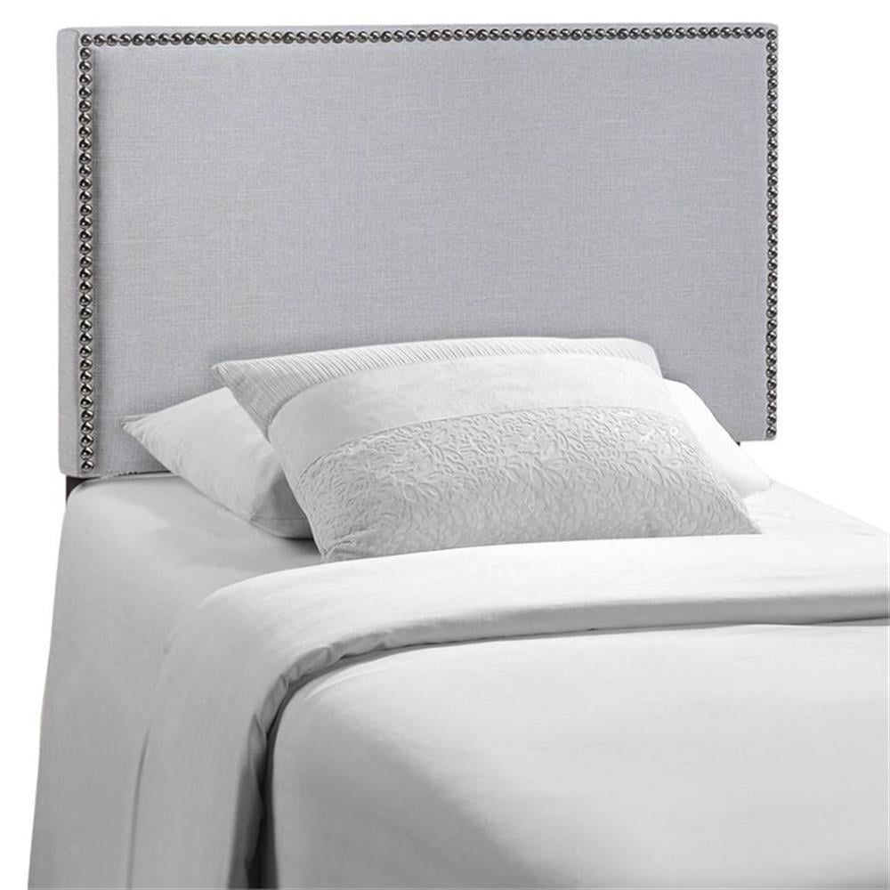 Hawthorne Collections Modern Fabric Upholstered Twin Panel Headboard in Sky Gray