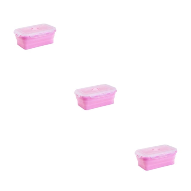 Guardoinrt Boîte de Conservation Scellée Nourriture Fraîche et Sécurisée avec Récipient à Lunch en Silicone Rose 1200ml 3ensemble