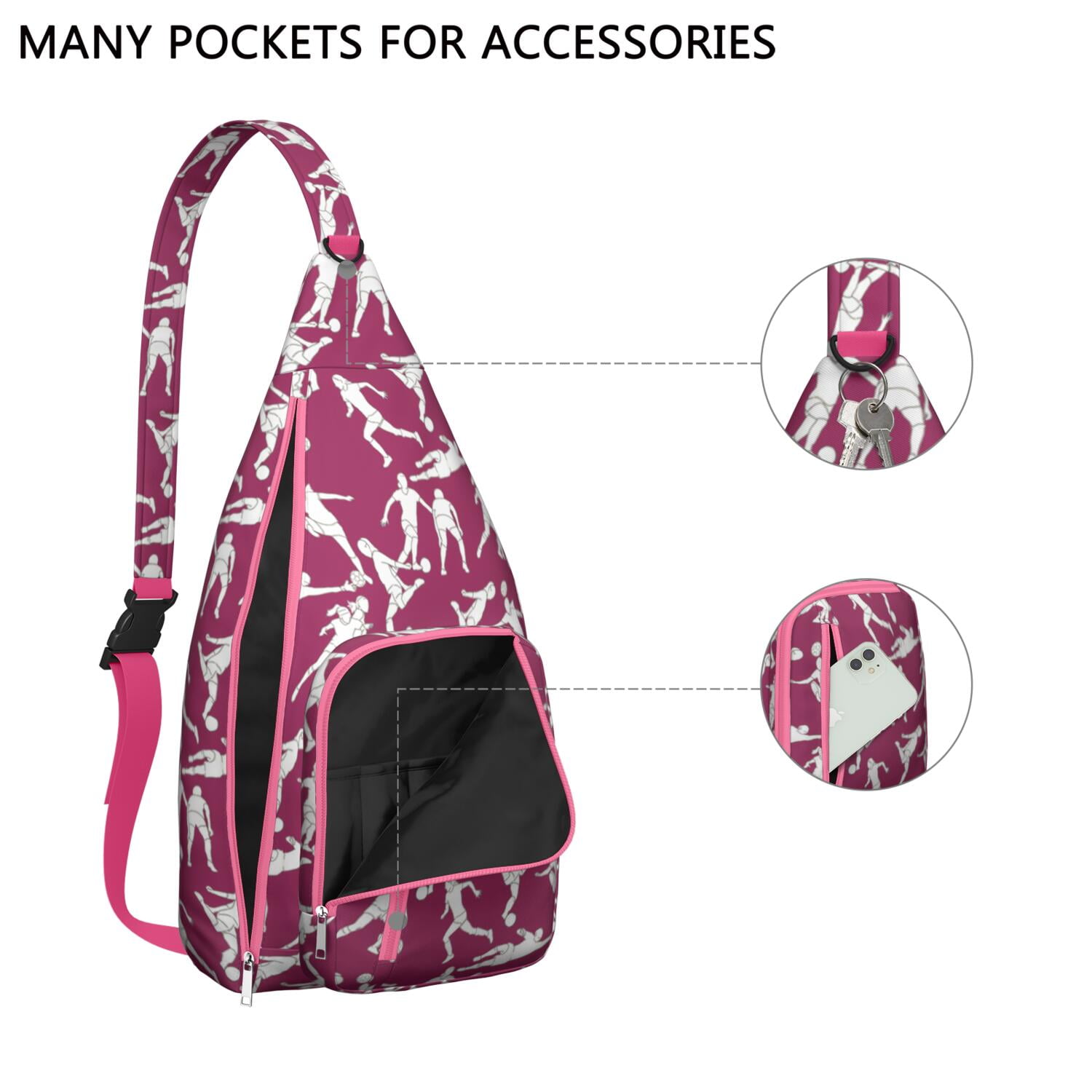 Sports Sling Backpack - Baseball, Football, Soccer, Basketball Print – Lightweight Crossbody Bag for Hiking, Gym, Travel – Athletic Gift for Sports Lovers