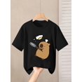 thumbnail image 1 of A Summer Casual Round-Neck T-Shirt Featuring a Chef Capybara Print, Made from Knitted Cotton Fabric with Slight Stretch, Suitable As a Gift., 1 of 6
