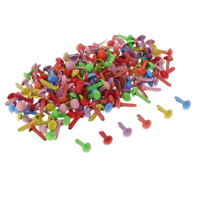 Baohd 100 Pcs Têtes Rondes en Métal pour Papier et Scrapbooking Assortiment Coloré 5x11mm Style A 1Ensemble