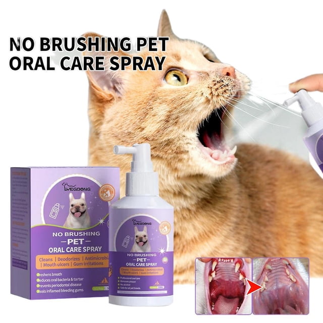 Teeth Cleaning Spray for Dogs & Cats Pet Oral Bad Breath Plaque Remover Spray