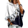 thumbnail image 2 of Womens 3/4 Sleeve Hoodies Retro Floral Pattern Oversized Pullover Hooded Sweatshirt Trendy Fall Outfits Casual Drawstring Hooded Tops, 2 of 4