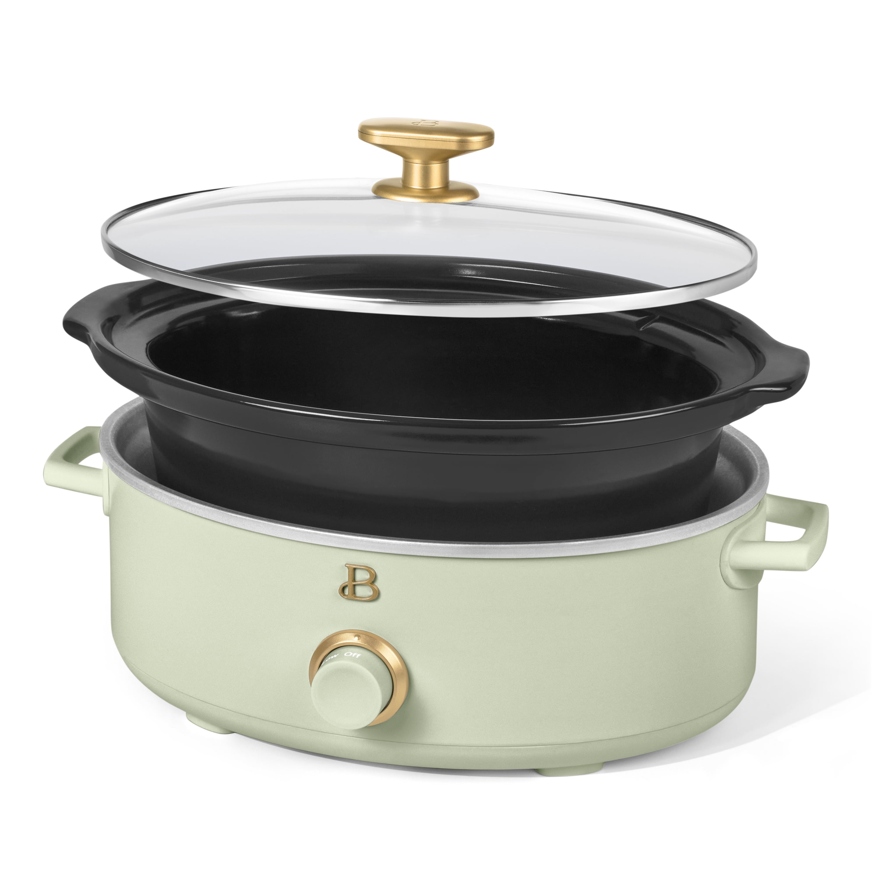 Beautiful 2.5 Qt Dip and Serve Manual Slow Cooker, Sage Green by Drew Barrymore