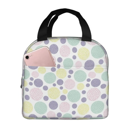 Insulated Lunch Bag for Women Men - Colorful Spotty circular Leakproof Cooler Lunch Box for Women Men  Lunch Tote Bags for Work School Picnic Travel