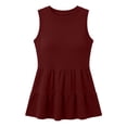 thumbnail image 5 of Otntypg Peplum Tops for Women Summer Sleeveless Basic Solid Color Crew Neck Ruffled Tank Tops Trendy Flowy Beach Vacation Tunic Tees Shirt Wine XL, 5 of 7