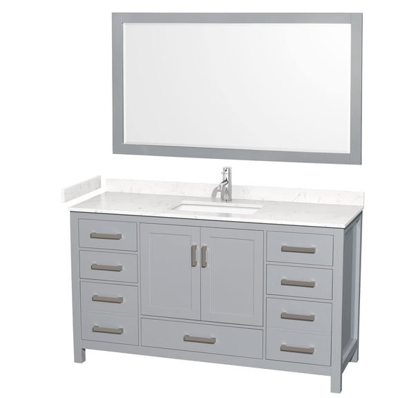 Wyndham Collection Sheffield 60" Wood Single Bathroom Vanity in Gray/Chrome