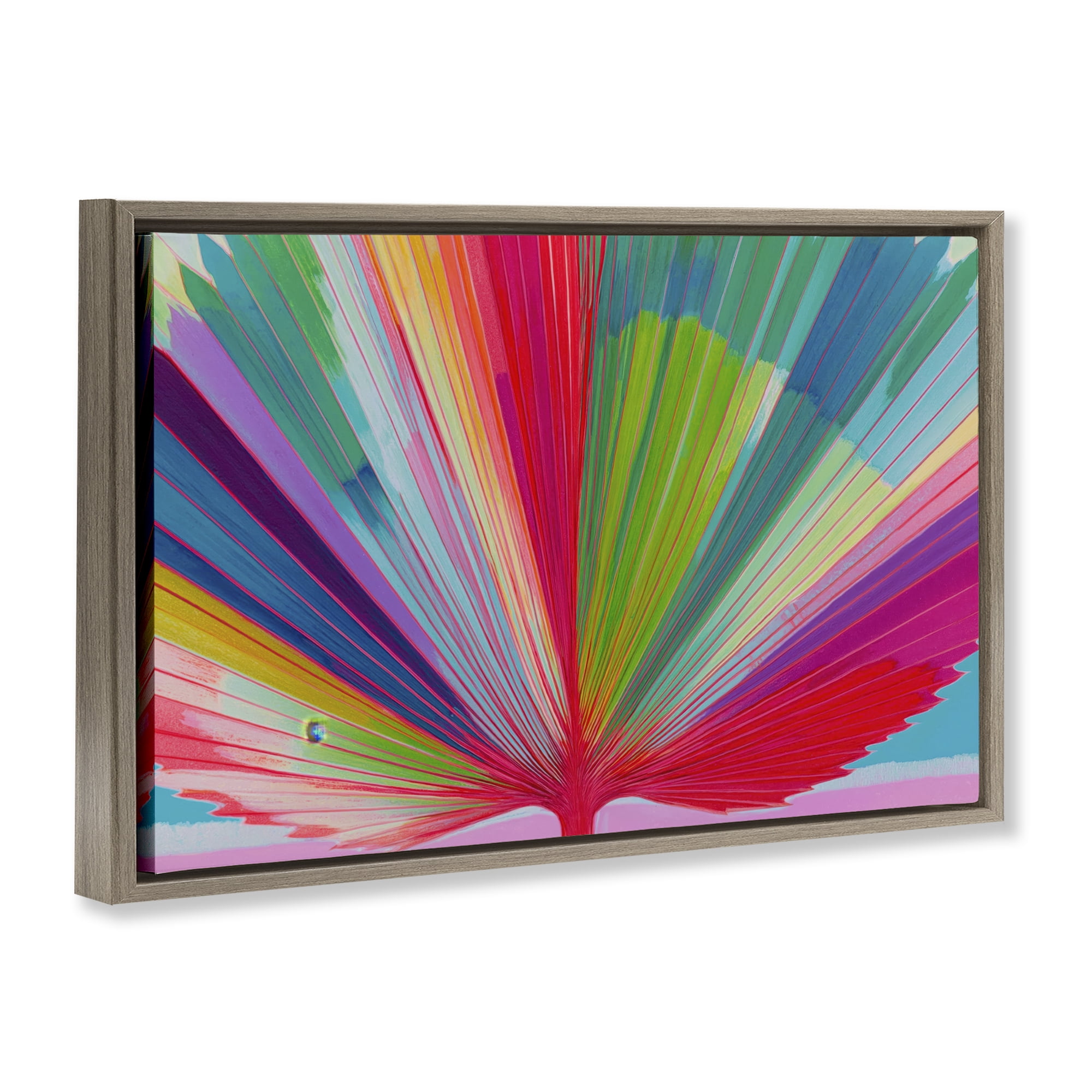 Stupell Industries Palm Fan In Spectrum Brown Framed Floater Canvas Wall Art, design by Chromatic Storm Studio