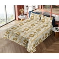 thumbnail image 4 of Ambesonne Flowers Boho Fitted & Flat Sheet with Shams 4 Pcs Set, Oriental Floral Design, King, Pale Tan Dark Yellow, 4 of 5