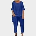 thumbnail image 7 of Viadha Womens Loungewear Set Women's Solid Color Round Neck Short Sleeve Tops and Pants Sets with Pockets, 7 of 7