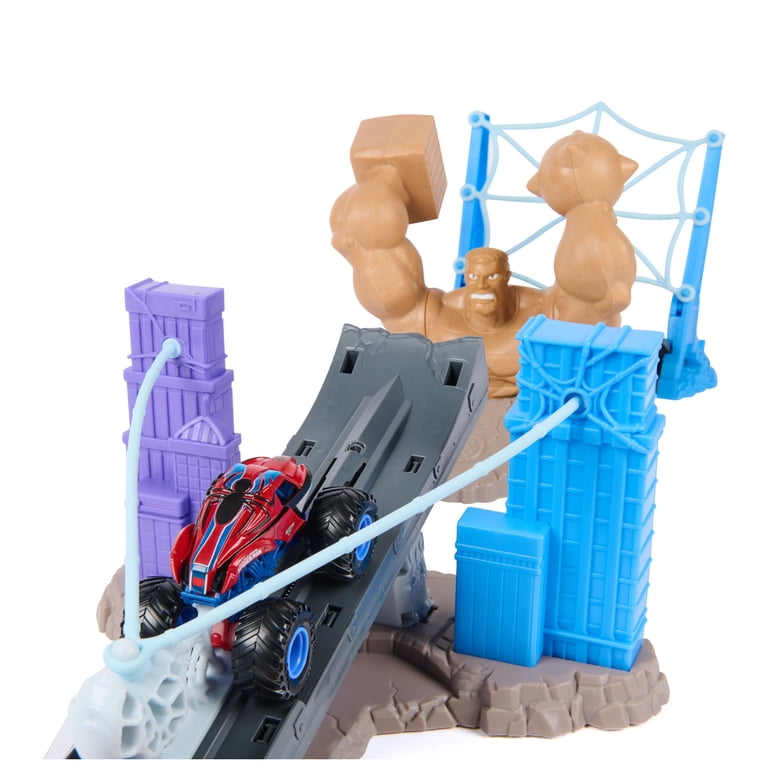 Monster Jam Spiderman Sandman City Battle Playset for Kids 3 and