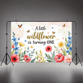 thumbnail image 7 of Watercolor Floral Butterflies Backdrop Banner for Little Wildflower First Birthday Party Photography Props Decorations Party Supplies Background, 7 of 7