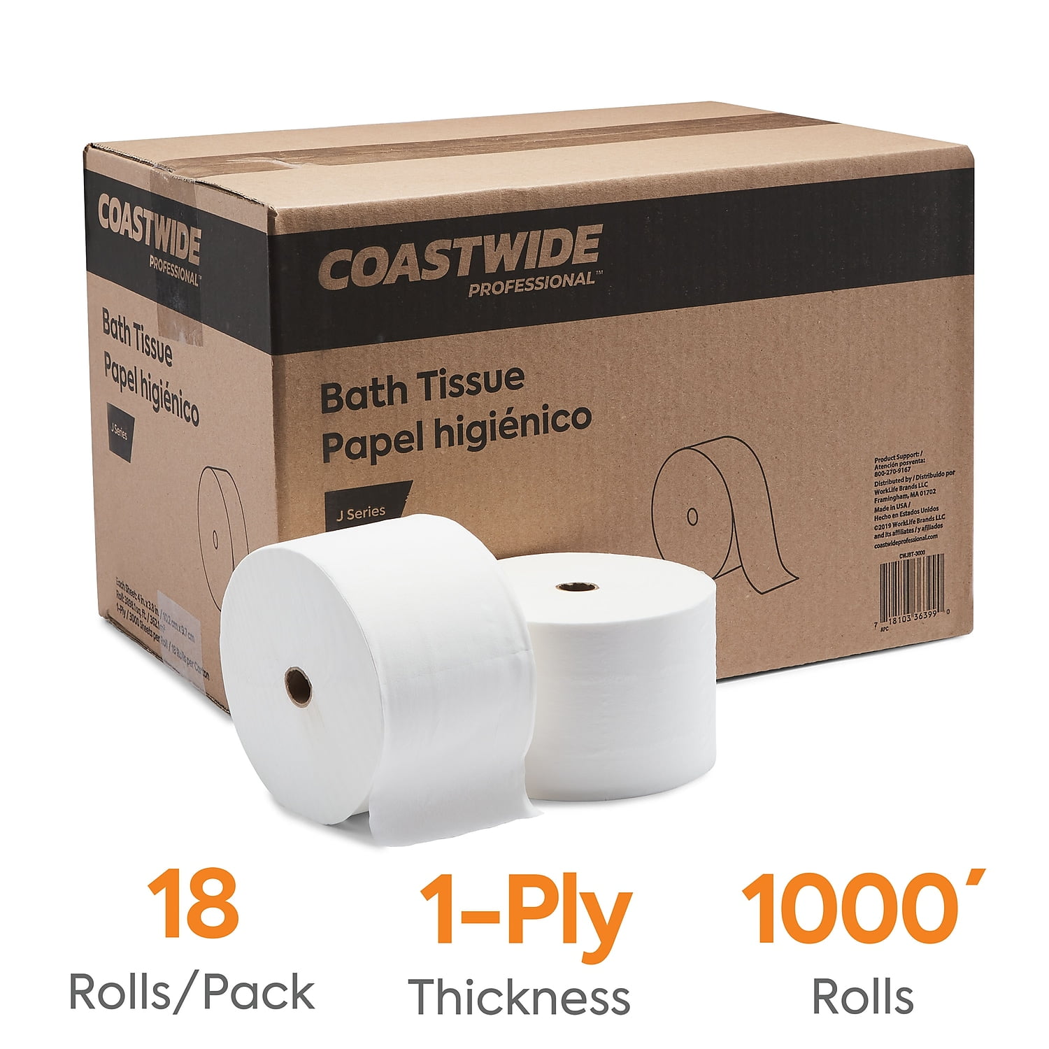 Brighton Jumbo Roll Bath Tissue 2-ply White 12 rolls/case 365379 BPR26215 