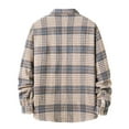 thumbnail image 5 of Herrnalise Men Flannel Plaid Turndown Collar Casual Long Sleeve Cardigan Coat Shirt Blue, 5 of 5