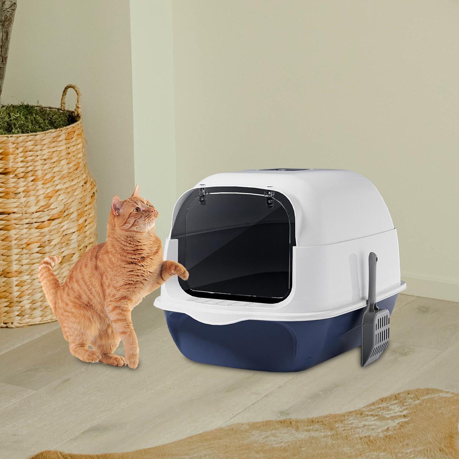 YWMJZEU Cat Litter Box with Hood Kitten Potty Removable Portable Large Cat Litter Litter Blue