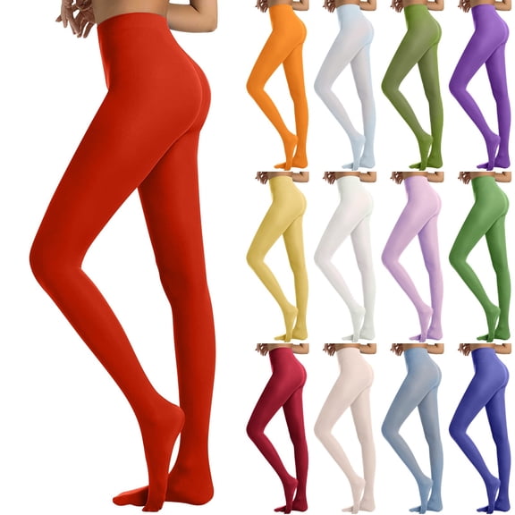 Women Solid Footed Tights, KLOY2K Women's Sheer Pantyhose Tights Solid Color Semi Opaque Footed Hosiery Semi Opaque Pantyhose, Beige L