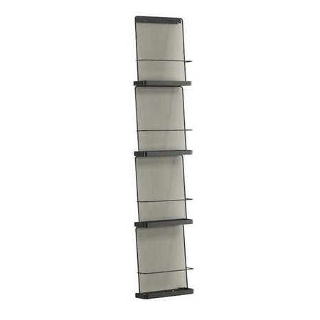 Safco Onyx Wall Mounted Organizer - Four Pocket - Black - 46.5 x 9.93 x 3.56 in.