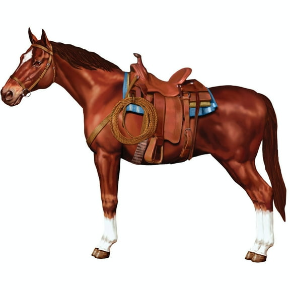 Party Central Pack of 12 Brown and White Cowboy Theme Jointed Horses 38"