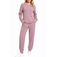 thumbnail image 3 of UVN Two Piece Sets for Women Casual Outfits Sets Textured Long Sleeve Shirts and Long Pants Lounge Set Fall Pajama Sets with Pockets, 3 of 11