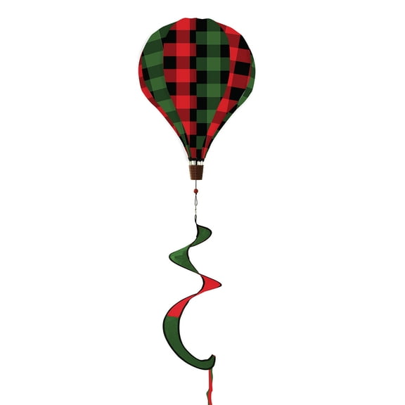 Briarwood Lane Green and Red Check Hot Air Balloon Spinner