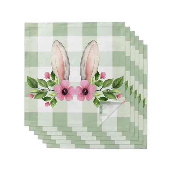 nqOlkjepod Sage Green Plaid Cloth Napkins Set of 6 Reusable Dinner Napkins, Easter Cocktail Napkin Washable Table Napkins for Wedding/Holiday Party/Baby Shower 20"x20"