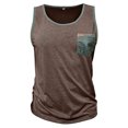 thumbnail image 5 of Domuza Men's Summer Sleeveless Tops Solid Color Pocket Tank Top Soft Stretchy Tanks Sports Training Shirts for Men Coffee L, 5 of 7
