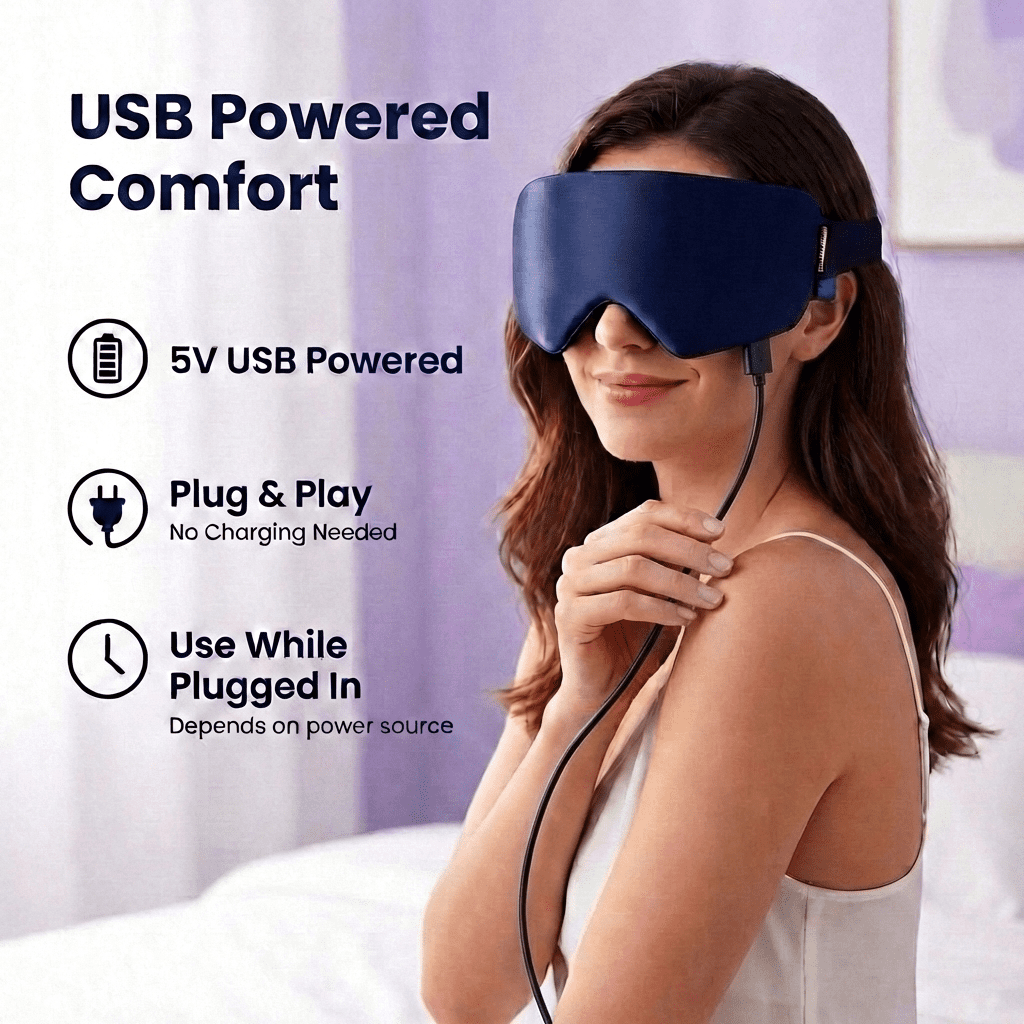 FACEMOON USB Silk Heated Eye Mask for Dry Eyes & Sleep – Warm Compress with Constant Temperature, Dark Circles & Puffiness Support