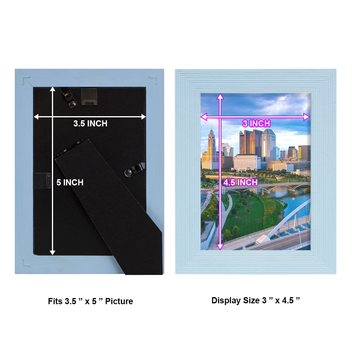 Grooved 3.5 in. x 5 in. Blue Picture Frame Set (Set of 4)
