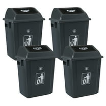 Guankan 20 Litre Plastic Swing Top Trash Can, 4-Pack Kitchen Garbage Cans with Lids, Grey