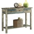 thumbnail image 1 of ACME Glancio Console en Bois à 3 Tiroirs Gris Antique et Turquoise, 1 of 2