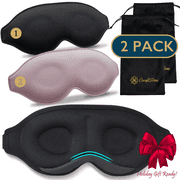 ComfiTime Memory Foam Sleep Mask - 2Pack 100% Blackout 3D Eye Mask for Sleeping, Eye Covers for Men & Women, Contour Blindfold with Nose Baffle for Adult, Soft Travel Eye Blinders Night Mask