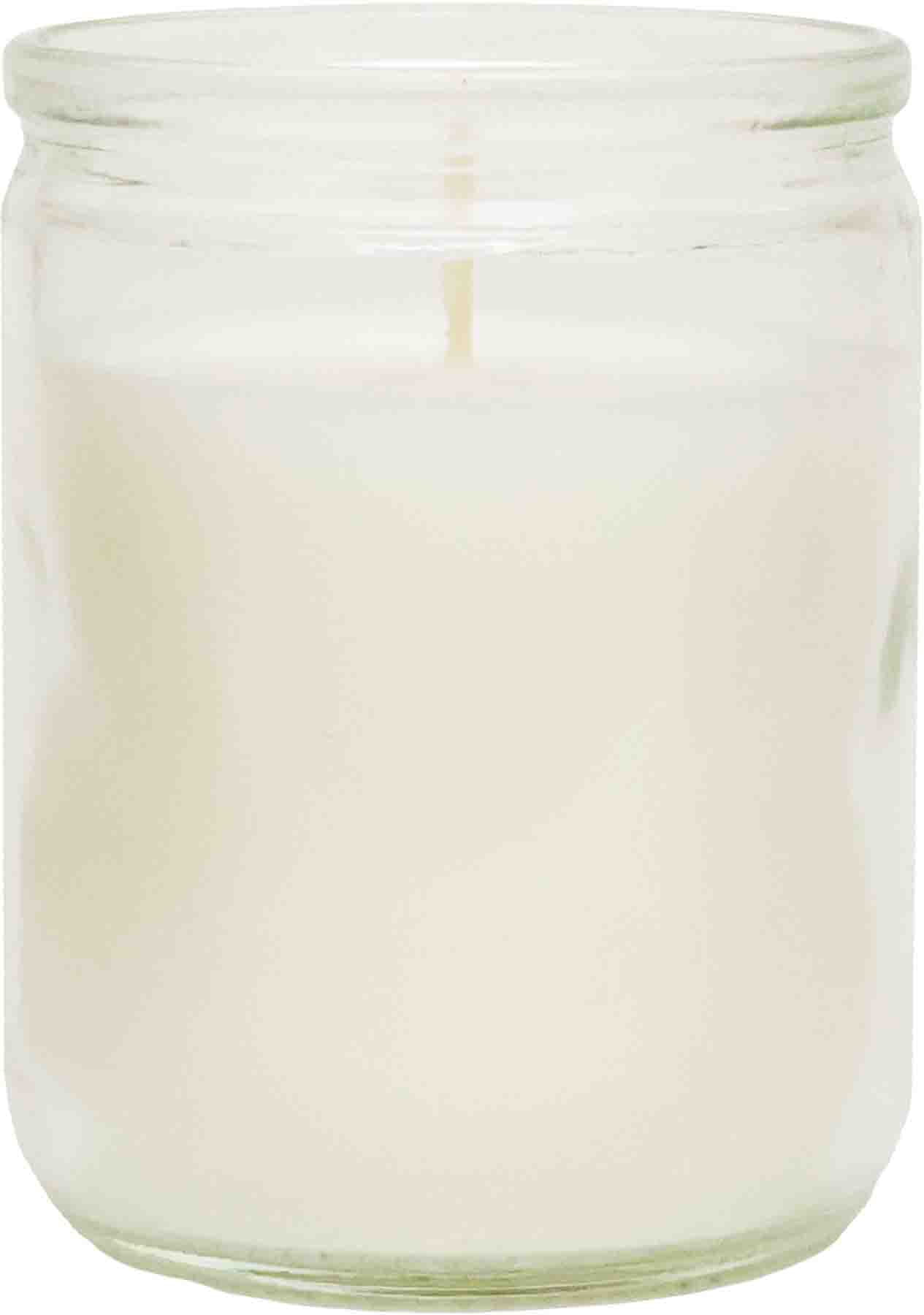 Clear Glass White Wax Religious Candle, 3.25 Inch