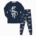 thumbnail image 3 of TOWED22 Toddler Baby Boys Girls Pajamas Kids 2 Piece Pj's Long Sleeve Cartoon Sleepwear Clothes Set Outfits,Little Girl Pajamas 3 6 9 12 18 24 Months 2t 3t 4t 5t 6t 7t 8t 9t(Dark Blue,4-5 Y), 3 of 9