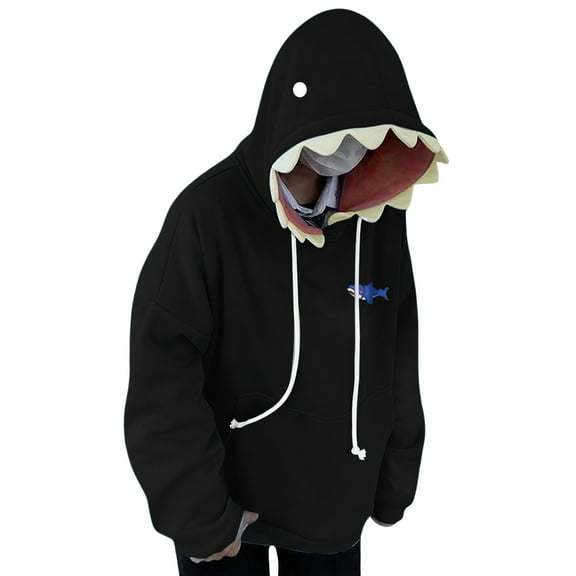 Womens Cute Shark Hoodie Long Sleeve Casual Drawstring Sweatshirt Loose Kawaii Shark Hoodie Pullover Sweatshirt
