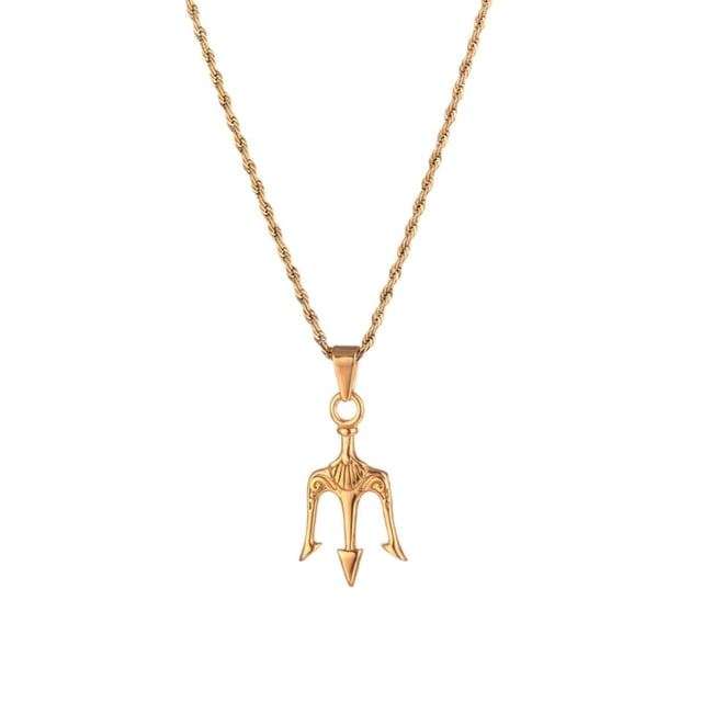 Collar Colgante Tridente Oro CRUZE Hipoalergénico Resistente al agua