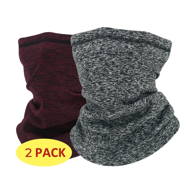 Lot de 2 Cache-Cou Demi-Cou Cagoule pour Hommes et Femmes Rouge Gris Foncé