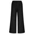 thumbnail image 5 of Charella Women's Linen Pants Lightweight Elastic Waist Wide Leg Solid Color Trousers Casual Loose Pants (L, Black), 5 of 8