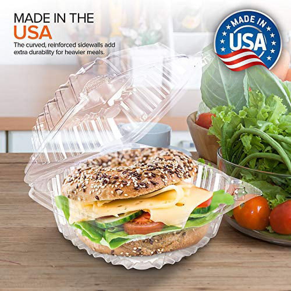 Stock Your Home Plastic 5 x 5 Inch Clamshell Takeout Tray (50 Count) - Dessert Containers - Plastic Hinged Food Container