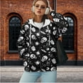 thumbnail image 5 of Yuyamidu Skull Hoodies for Women Zip Up Hoodie Oversized Sweatshirt for Women Apparel Black Zip Up Women's Jackets Hooded Top Black Heavyweight Hoodie XS, 5 of 8