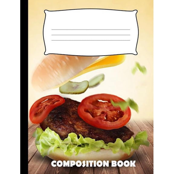 Composition Book: Burger Composition Notebook Wide Ruled (Paperback)